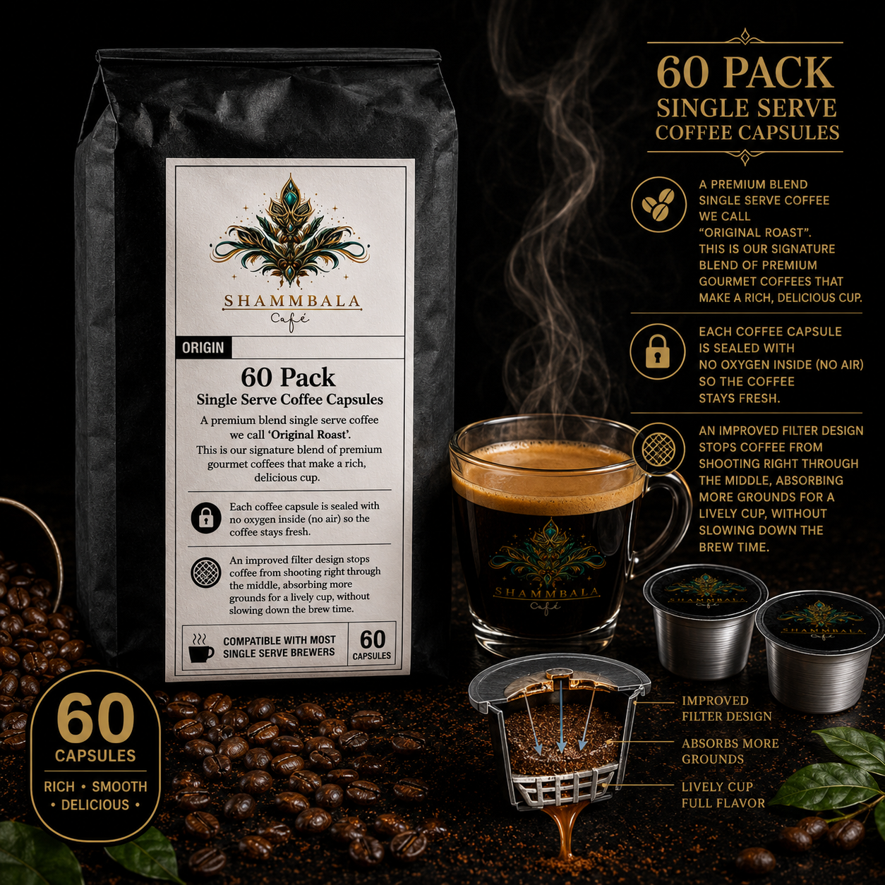 60 Pack Single Serve Coffee Capsules